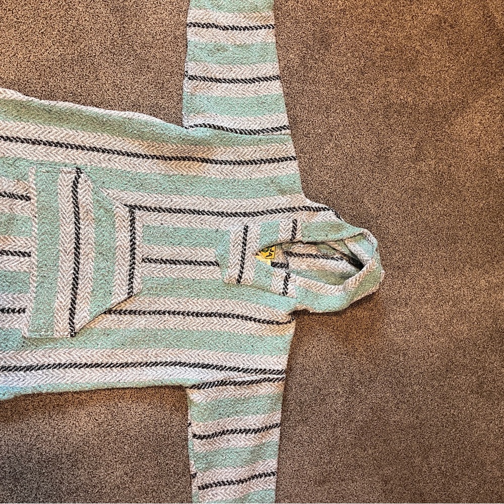 Striped Mint/White and Black Hooded Pull-Over (Drug Rug)